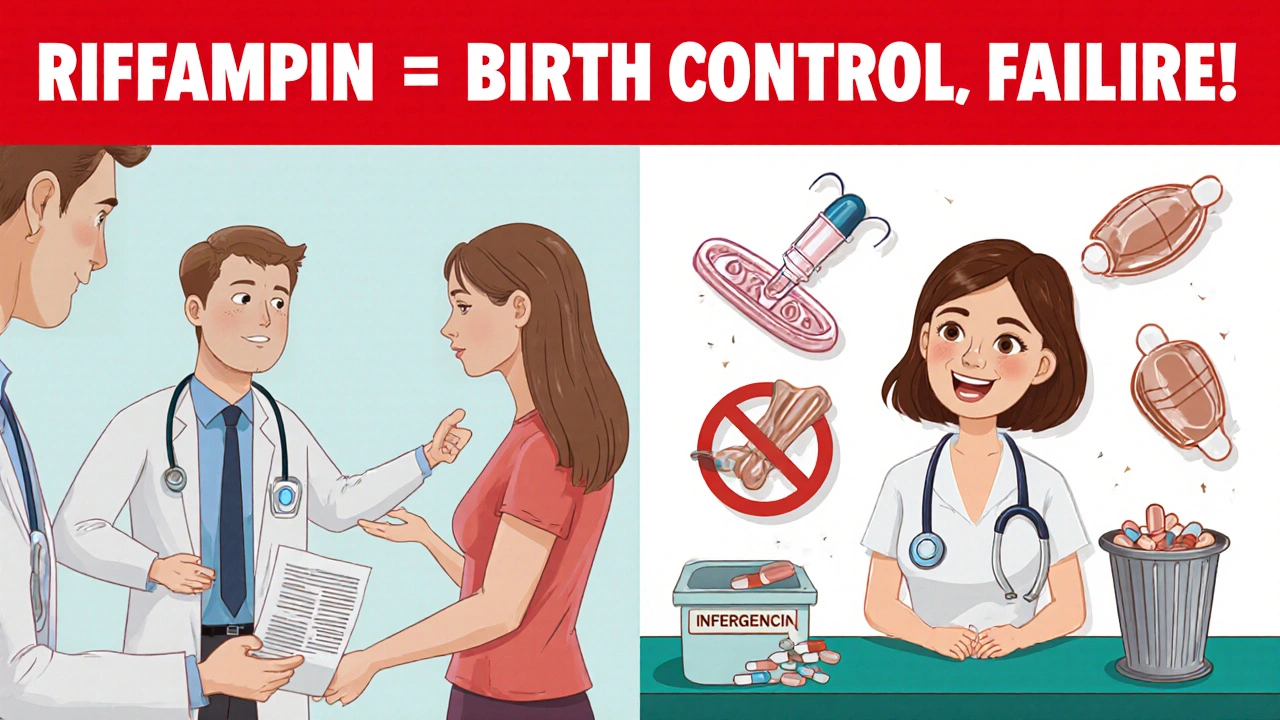 Split scene: doctor ignoring contraception warning vs. woman safely getting copper IUD, with failed birth control methods discarded.