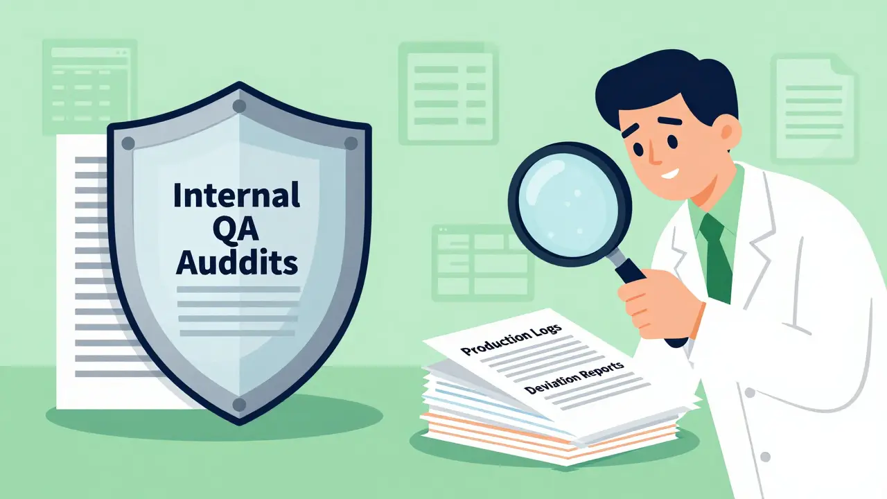 Illustration contrasting protected internal audits with accessible production records